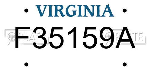 F35159A Virginia License Plate