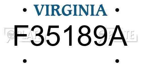 F35189A Virginia License Plate