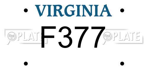 F377 Virginia License Plate