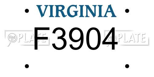 F3904 Virginia License Plate