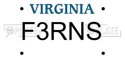 F3RNS Virginia License Plate