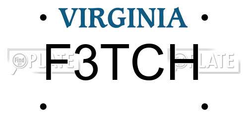 F3TCH Virginia License Plate