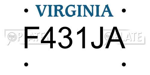 F431JA Virginia License Plate