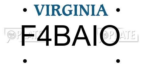 F4BAIO Virginia License Plate