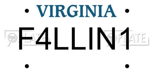 F4LLIN1 Virginia License Plate