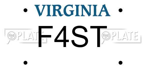 F4ST Virginia License Plate