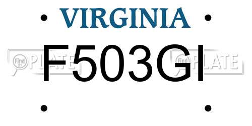 F503GI Virginia License Plate