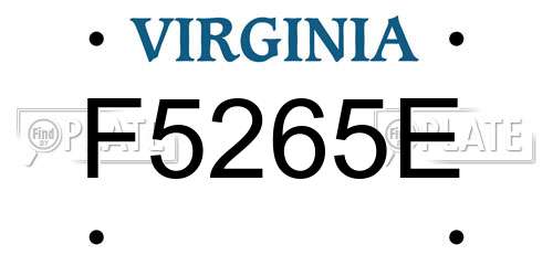 F5265E Virginia License Plate