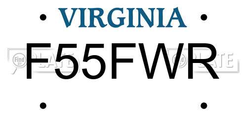 F55FWR Virginia License Plate