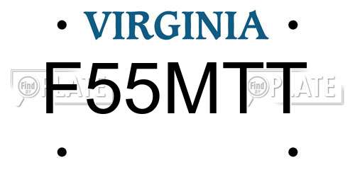 F55MTT Virginia License Plate