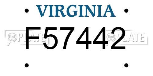 F57442 Virginia License Plate