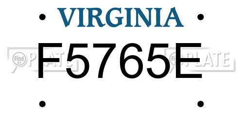 F5765E Virginia License Plate