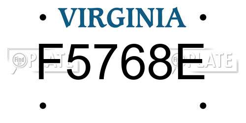 F5768E Virginia License Plate
