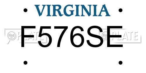 F576SE Virginia License Plate