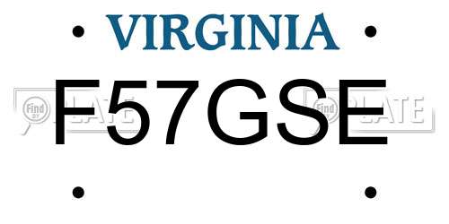 F57GSE Virginia License Plate