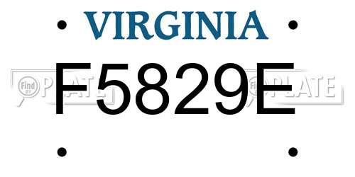 F5829E Virginia License Plate