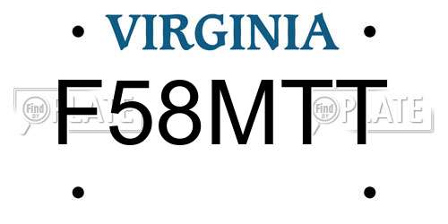 F58MTT Virginia License Plate