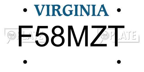F58MZT Virginia License Plate