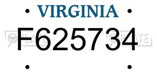 F625734 Virginia License Plate