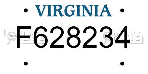 F628234 Virginia License Plate