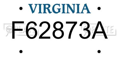 F62873A Virginia License Plate