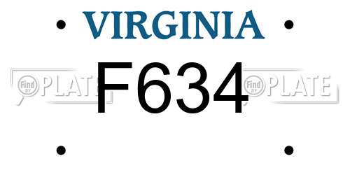 F634 Virginia License Plate