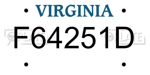 F64251D Virginia License Plate