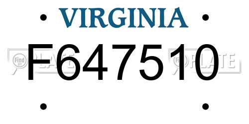 F647510 Virginia License Plate