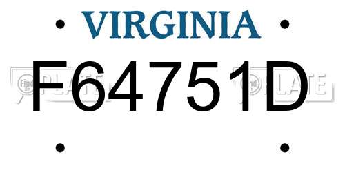 F64751D Virginia License Plate