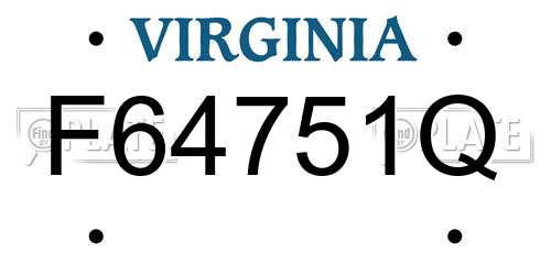 F64751Q Virginia License Plate