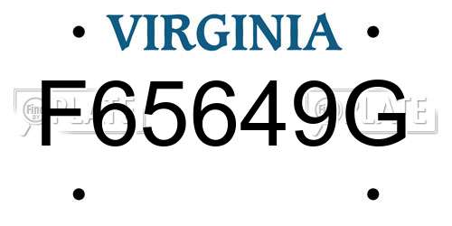 F65649G Virginia License Plate