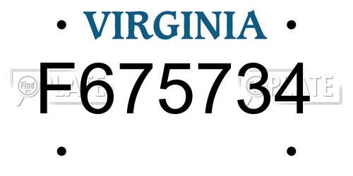 F675734 Virginia License Plate