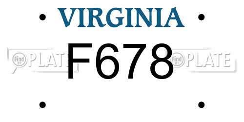 F678 Virginia License Plate