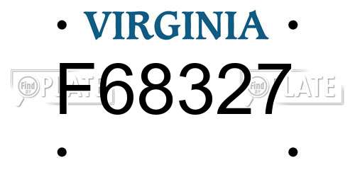 F68327 Virginia License Plate