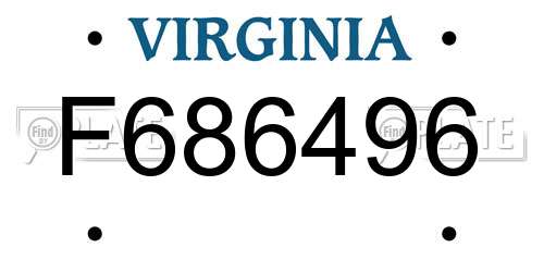 F686496 Virginia License Plate