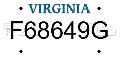 F68649G Virginia License Plate
