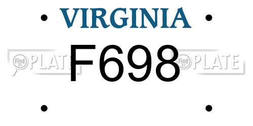 F698 Virginia License Plate