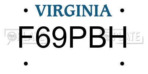 F69PBH Virginia License Plate