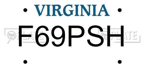 F69PSH Virginia License Plate