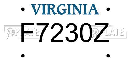 F7230Z Virginia License Plate