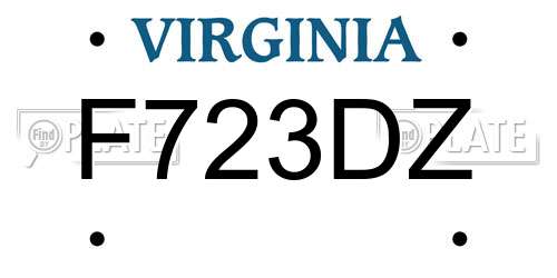 F723DZ Virginia License Plate