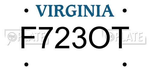 F723OT Virginia License Plate