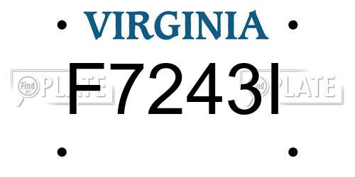 F7243I Virginia License Plate