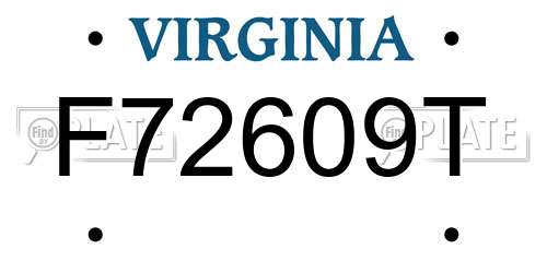 F72609T Virginia License Plate