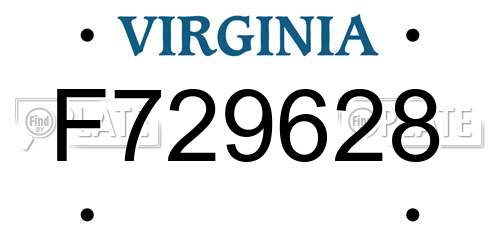 F729628 Virginia License Plate