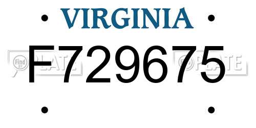 F729675 Virginia License Plate