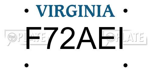 F72AEI Virginia License Plate