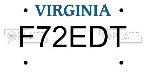 F72EDT Virginia License Plate