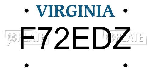 F72EDZ Virginia License Plate