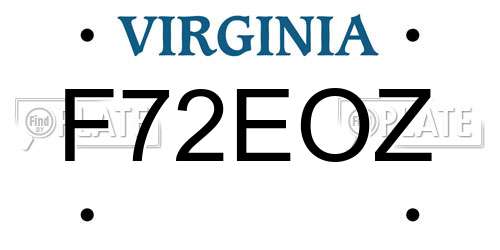 F72EOZ Virginia License Plate
